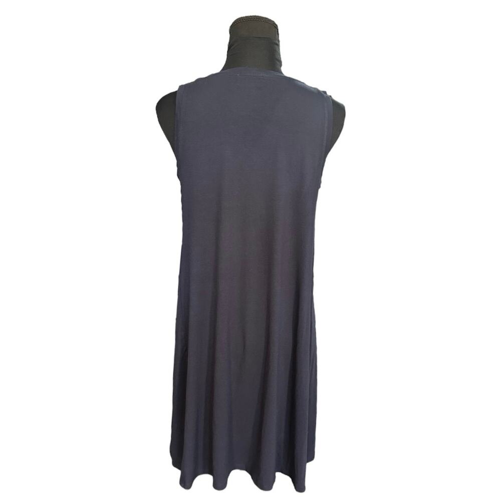 LOFT Navy Swing Dress Medium Casual Sleeveless Knit Summer Dress - Picture 4 of 9